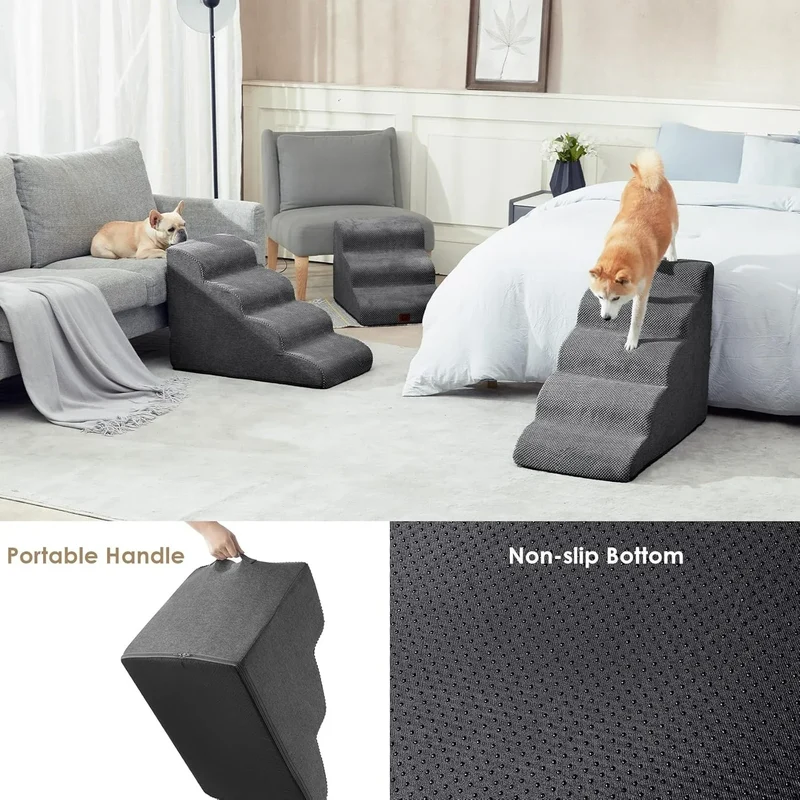 Escalier pour Chien Mousse Haute Densité Pente Douce Lit Haut
