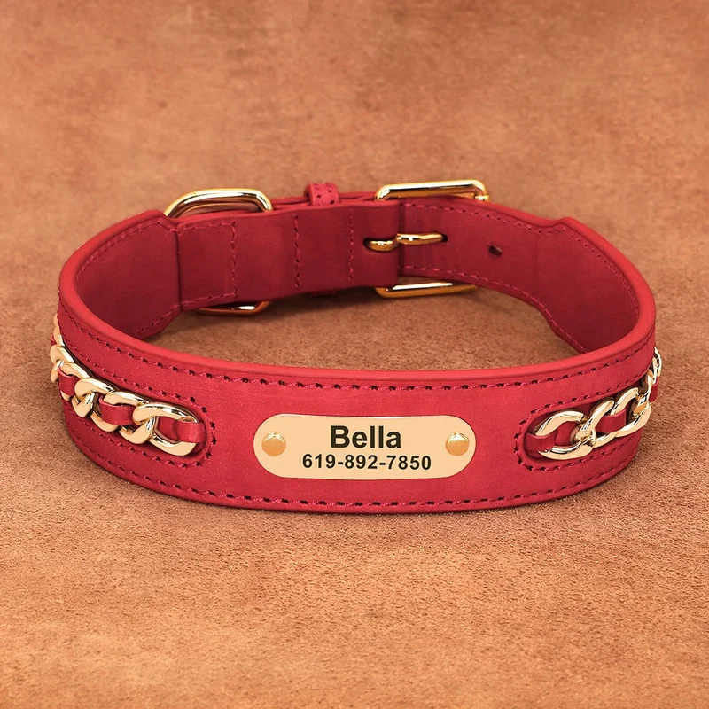 Collier Cuir Personnalisé à Plaque d'Identification Chien
