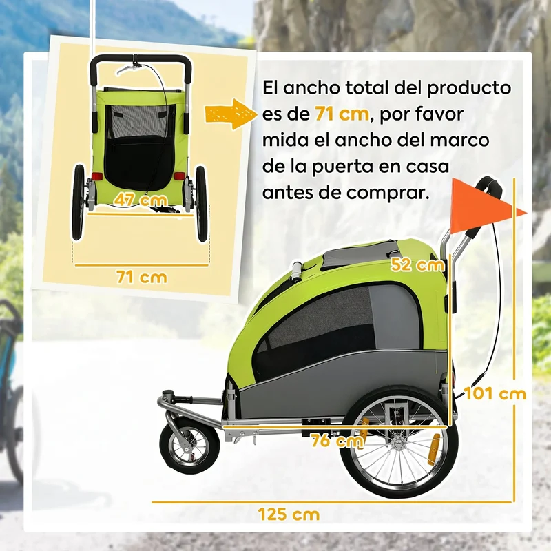 Remorque Vélo PawHut 2-en-1 Chien 20 kg Suspension