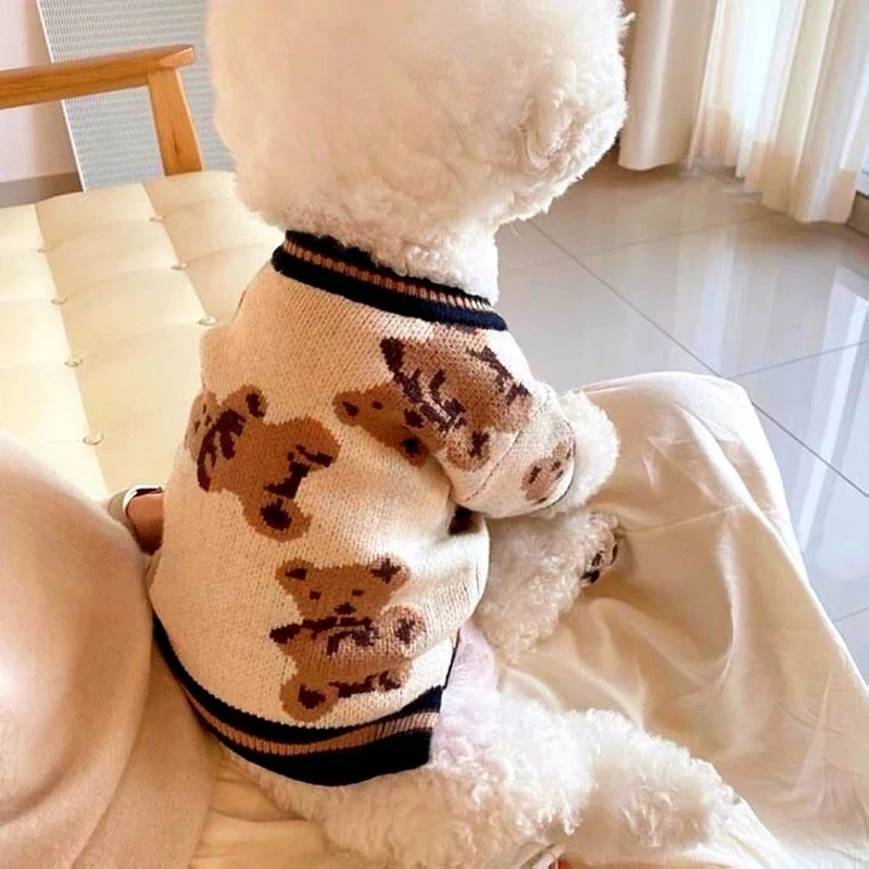 Pull Tricot Rayé pour Chien Col Montant