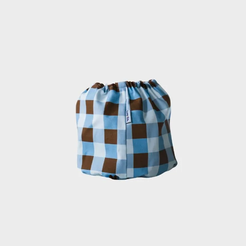 SNOOD POUR CHIEN EN COTON - CARREAUX MARRON & BLEU