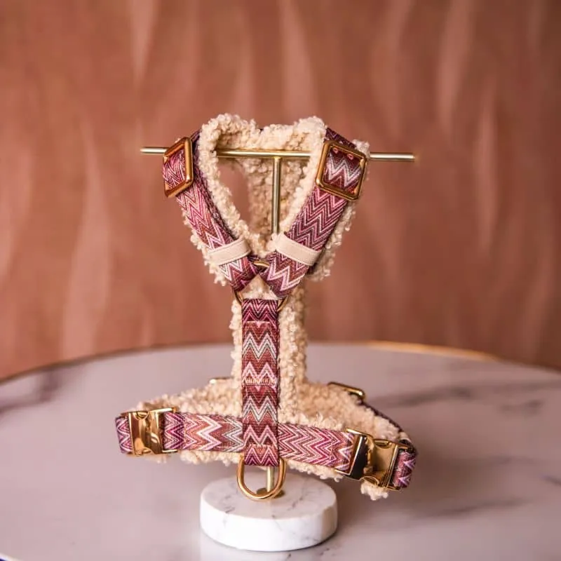 HARNAIS STRAP (EN Y) SHERPA POUR CHIEN - MOTIF ZIGZAG "ZAZZY" ET TISSU SHERPA