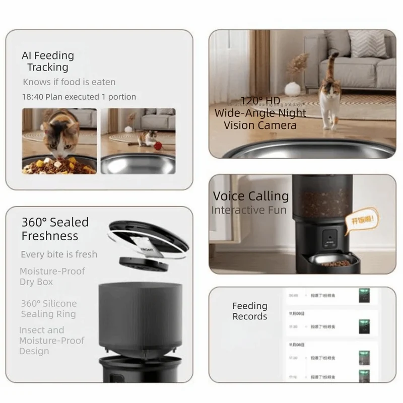 Distributeur de Croquettes Programmable 4 L WiFi ou Caméra