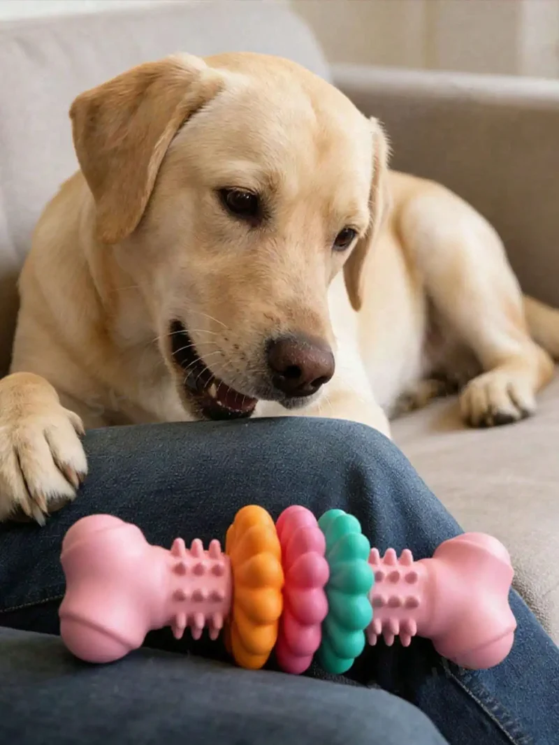 Jouet Indestructible Os à Anneaux Colorés à Mâcher Chien