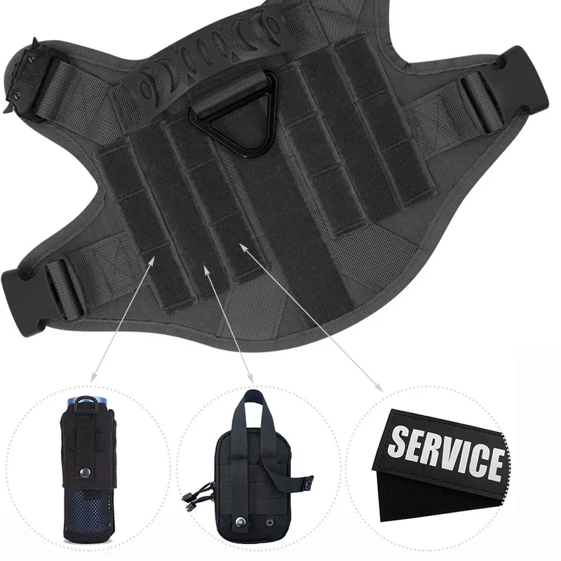 Harnais Tactique Chien Set Complet avec Pochettes Molle