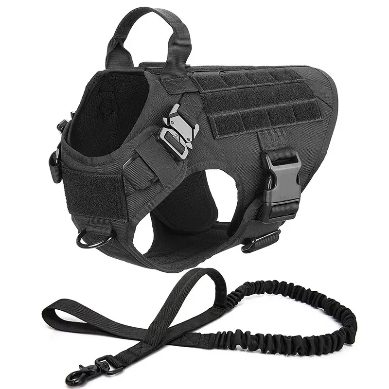 Harnais Tactique Molle Noir Berger Allemand Boucle Métal