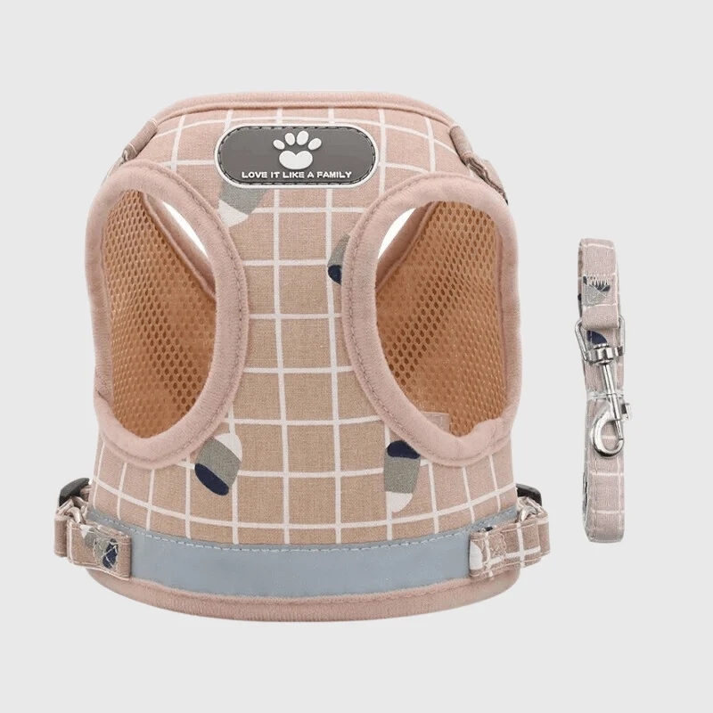 Harnais Carreaux Écossais Confort Chien