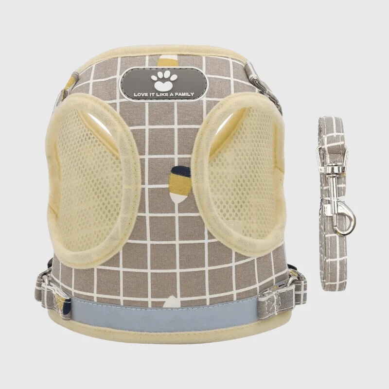 Harnais Carreaux Écossais Confort Chien