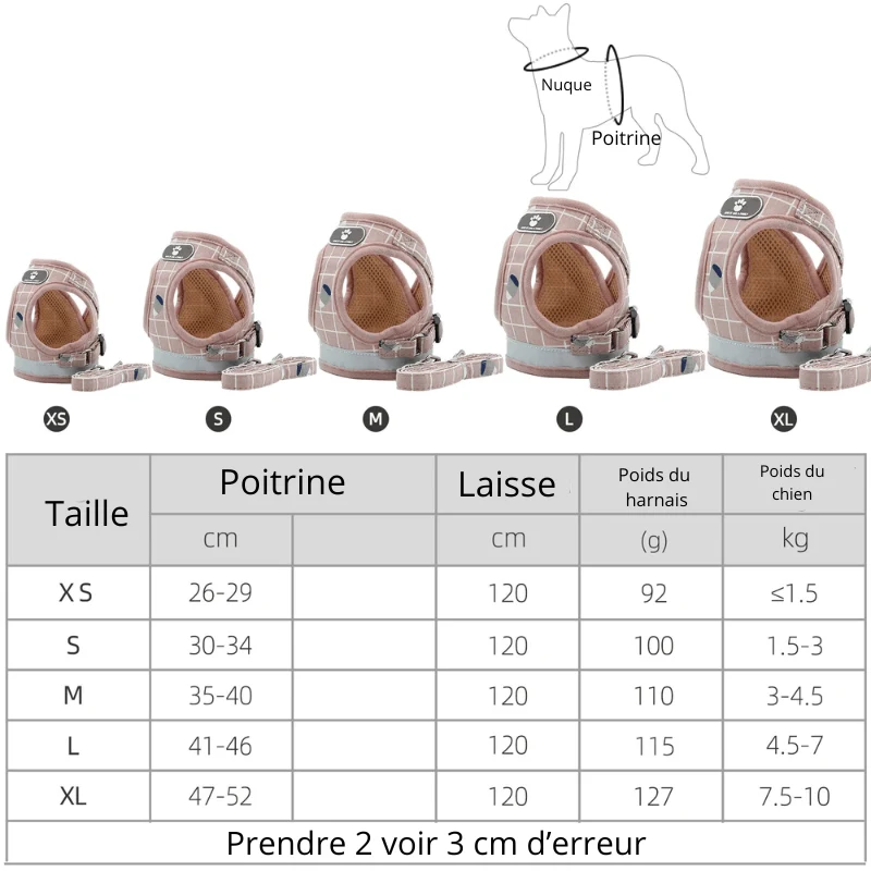 Harnais Carreaux Écossais Confort Chien