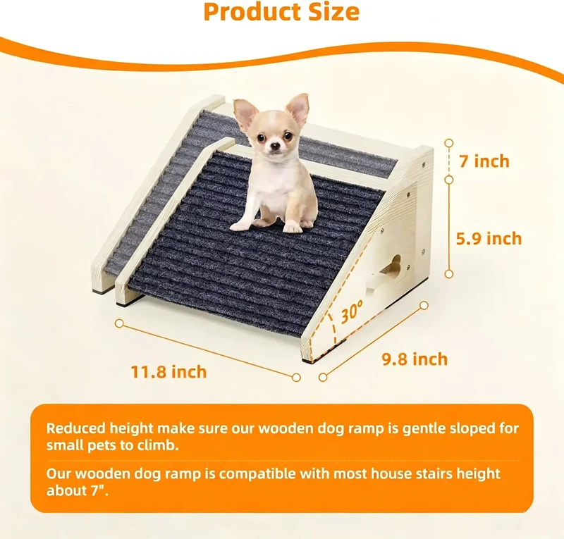 Rampe pour Chien en Bois Antidérapante 30x25x15 cm Petit Chien