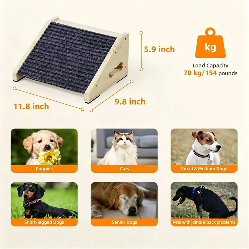 Rampe pour Chien en Bois Antidérapante 30x25x15 cm Petit Chien