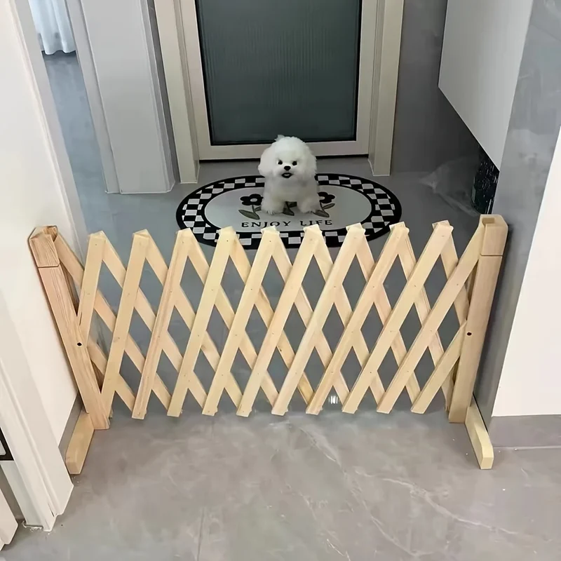 Barrière Chien Extensible Bois sur Pieds Petit Chien Couloir