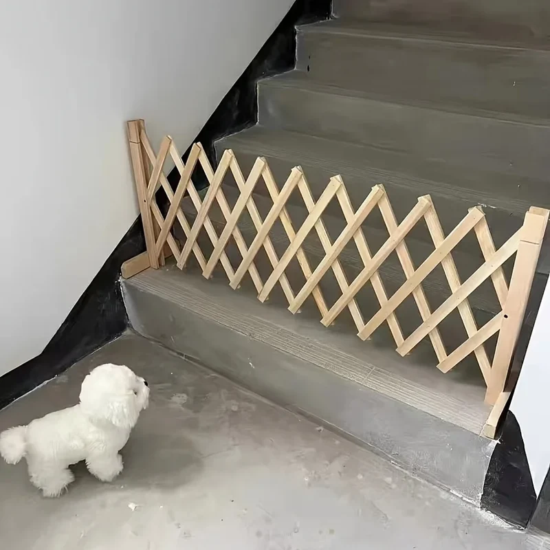 Barrière Chien Extensible Bois sur Pieds Petit Chien Couloir