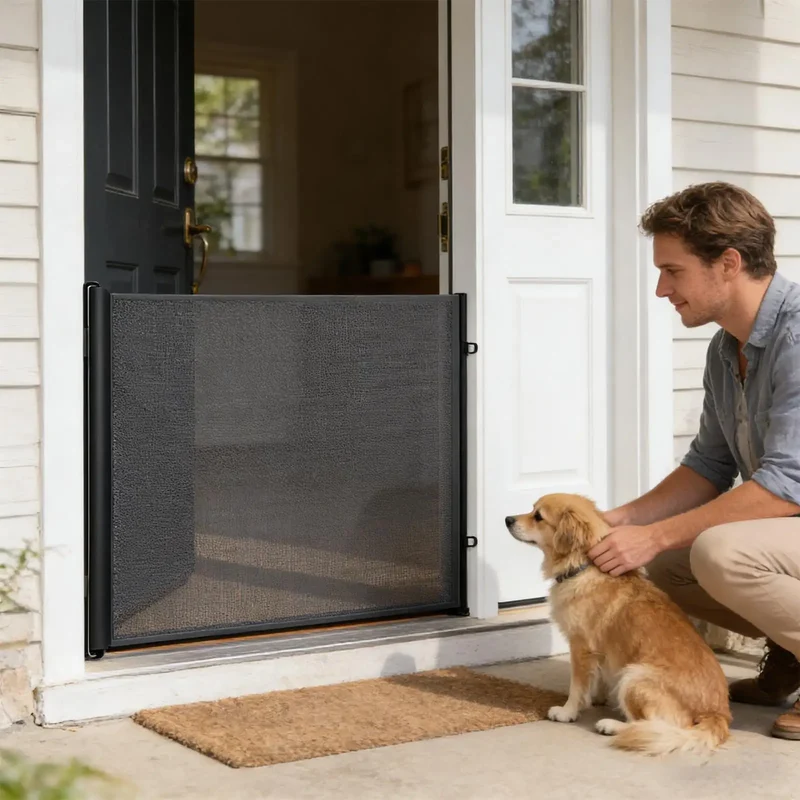 Barrière Chien Intérieur Rétractable Sans Outil Noire ou Blanche
