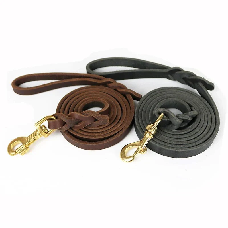 Laisse Cuir Premium Gros Chien Pleine Fleur