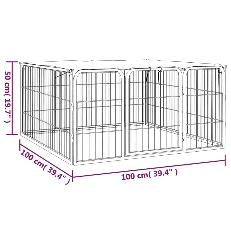 Enclos Chien Barreaux Acier Thermolaqué Noir pour Jardin