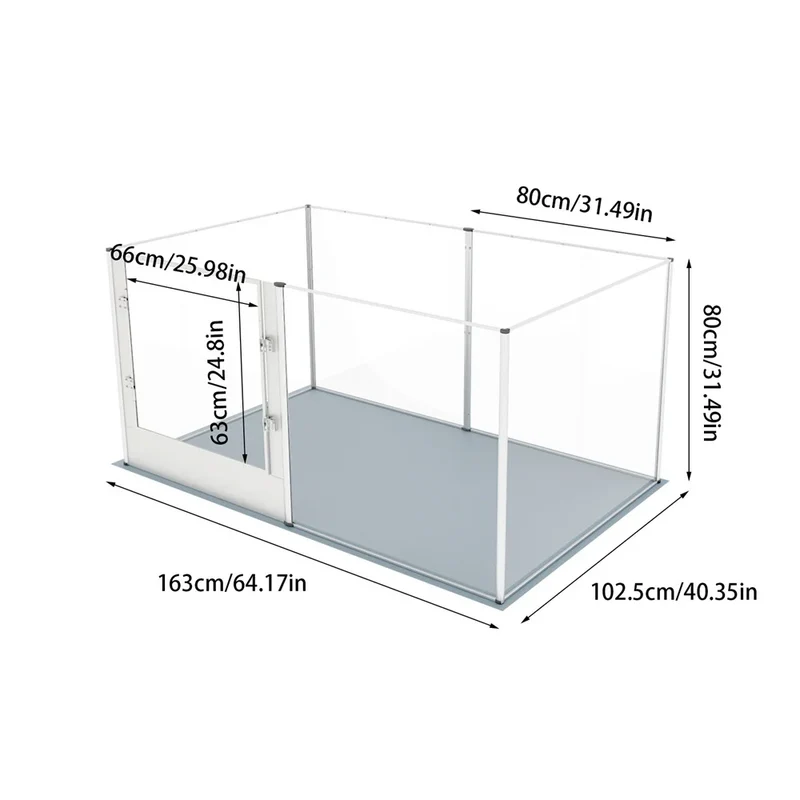 Enclos pour Chien Acrylique Transparent avec Tapis Lavable