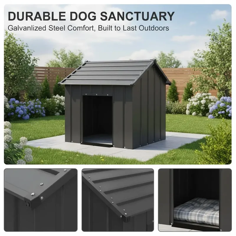 Niche Chien Acier Galvanisé Surélevée 83x130x85 cm