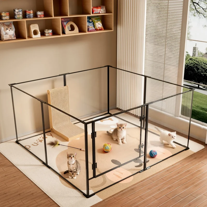 Parc pour Chien Acrylique Transparent 8 Panneaux 122 cm