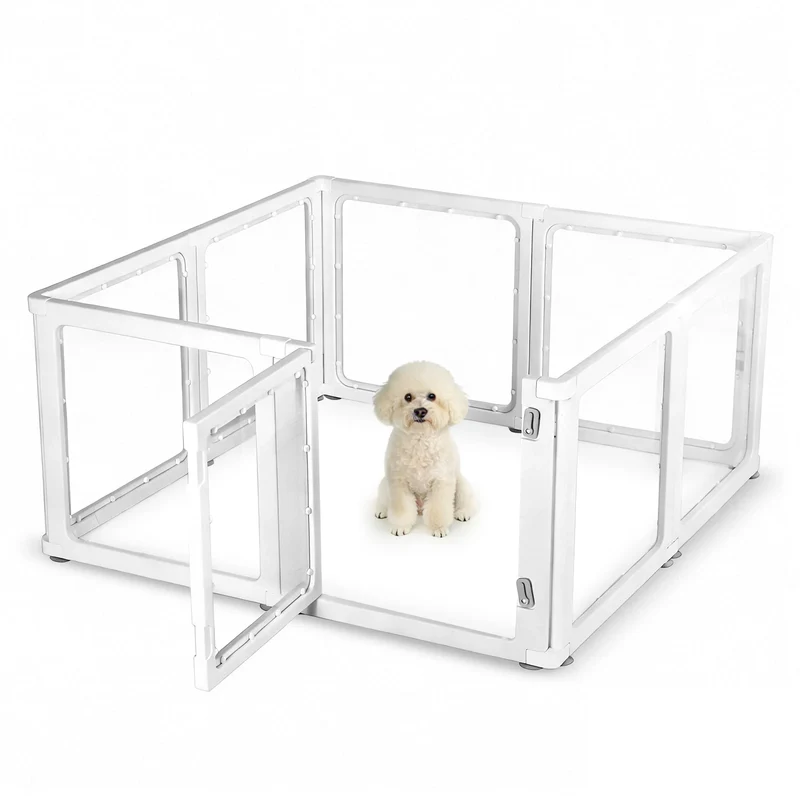 Enclos Transparent en Acrylique pour Chien avec Porte