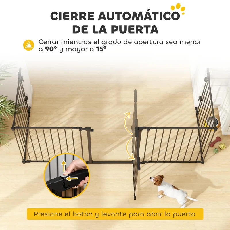 Barrière pour Chien 5 Panneaux 300 cm Verrouillage Automatique