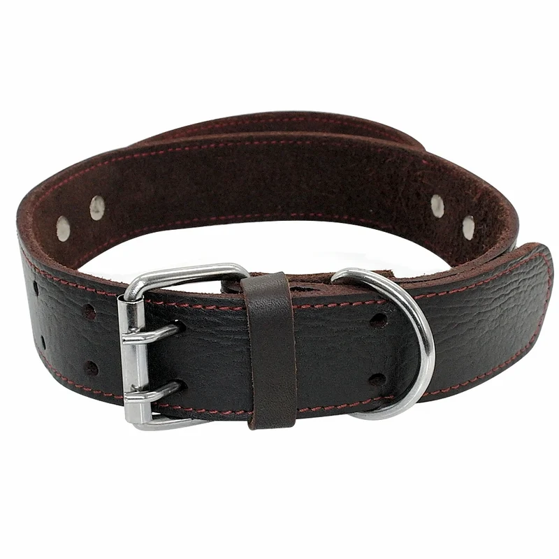 Collier Cuir Véritable à Poignée pour Gros Chien