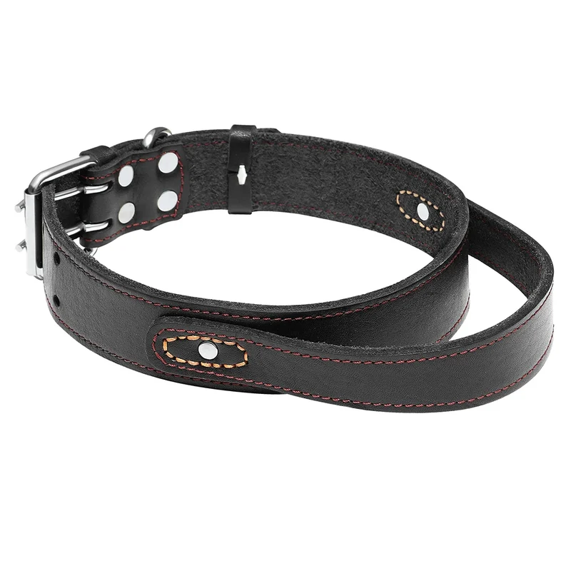Collier Cuir Véritable à Poignée pour Gros Chien