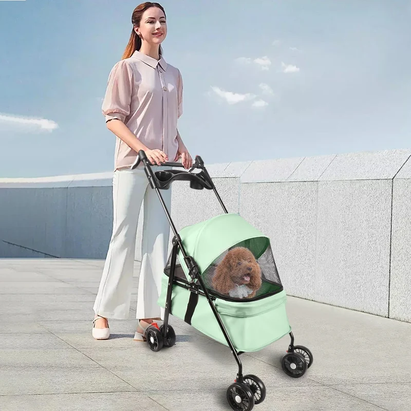 Poussette 2-en-1 Nacelle Amovible pour Chien 10 kg