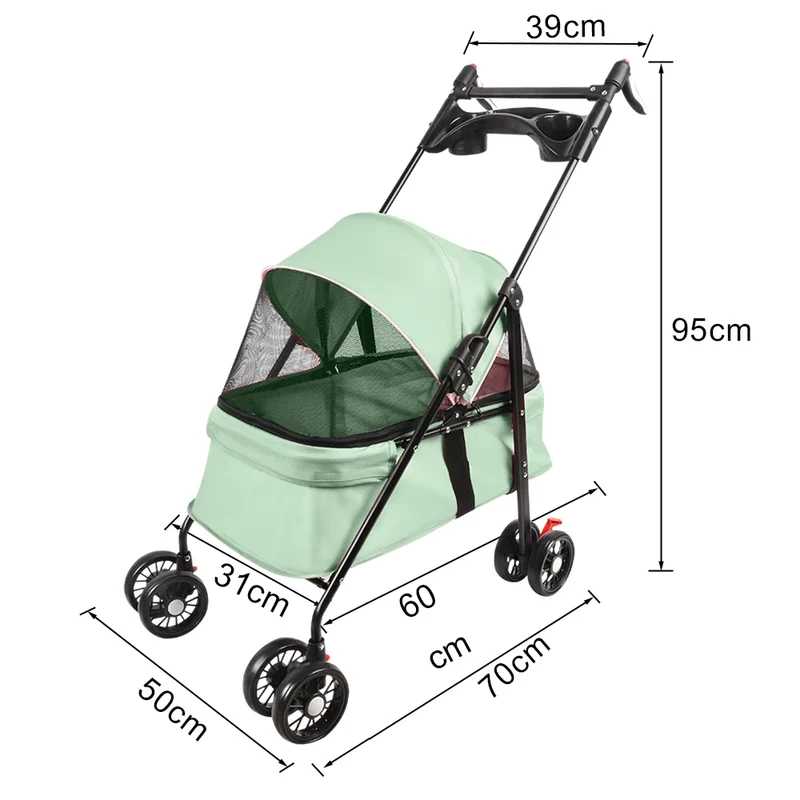 Poussette 2-en-1 Nacelle Amovible pour Chien 10 kg