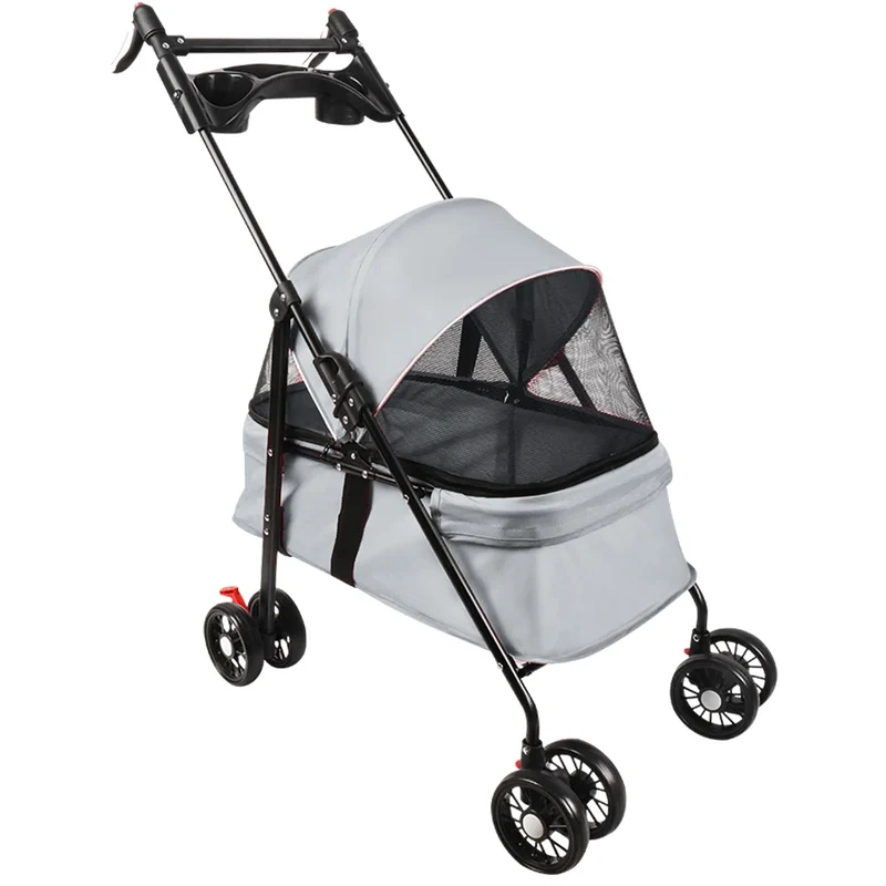 Poussette 2-en-1 Nacelle Amovible pour Chien 10 kg