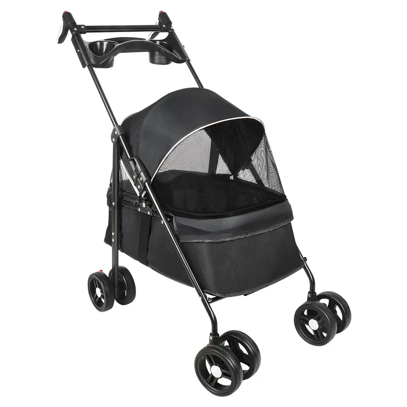 Poussette 2-en-1 Nacelle Amovible pour Chien 10 kg