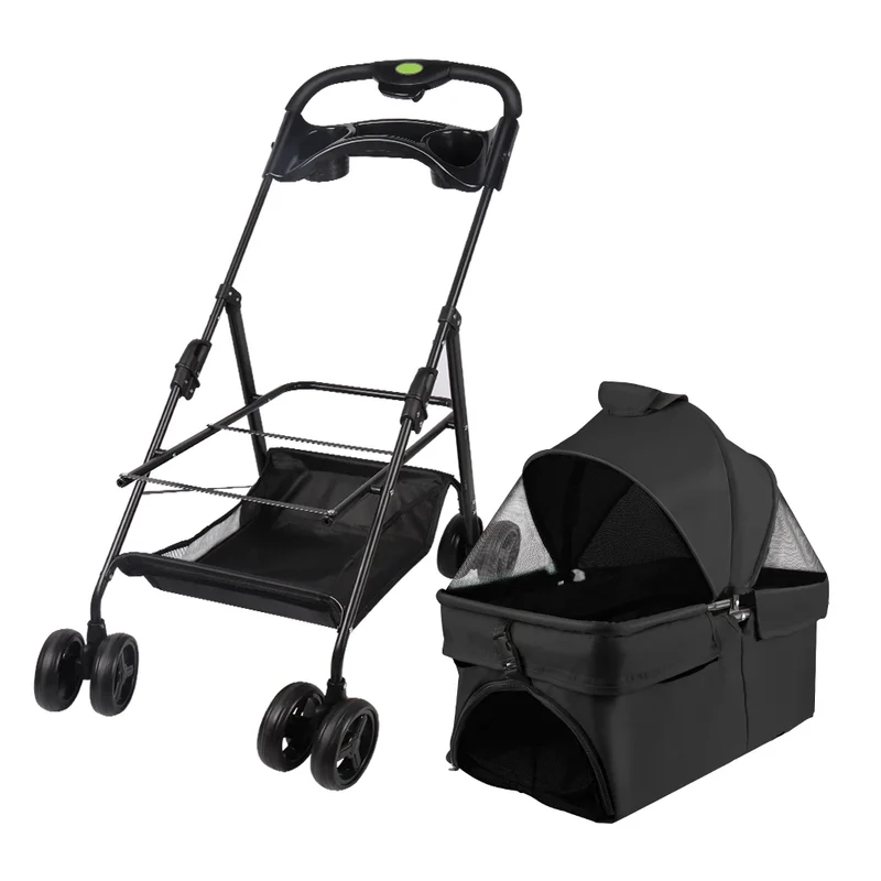 Poussette Pliable Chien 600D Oxford Roues à Frein
