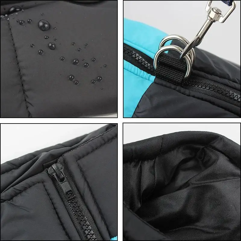 Manteau Hiver Chien Grande Taille Coupe-Vent Zippé