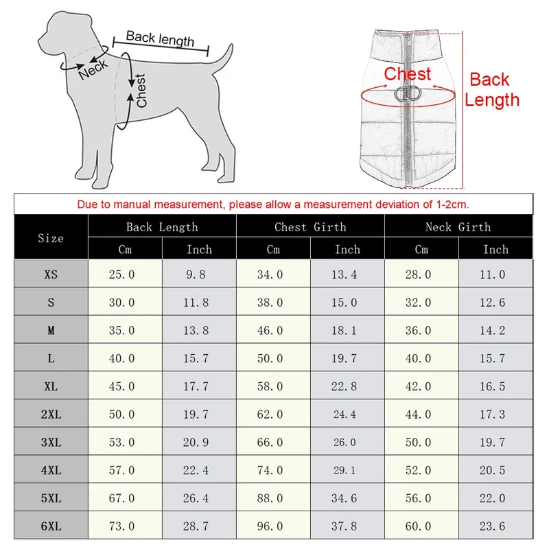 Doudoune Imperméable Chien Zippée Double Anneau en D