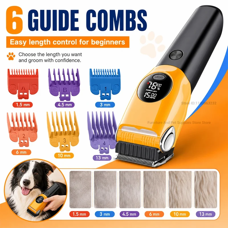 Tondeuse de Toilettage pour Chien Écran LED Grande Taille