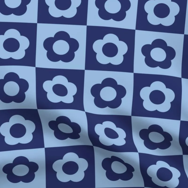 BANDANA POUR CHIEN - FLEURS BLEUES RETRO
