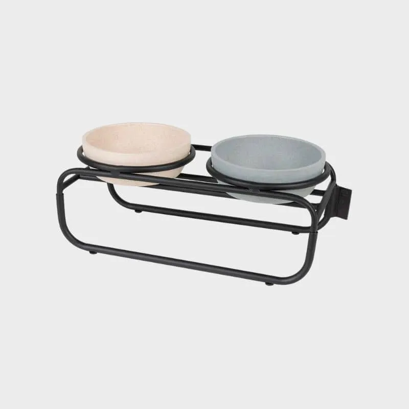 SUPPORT SURÉLEVÉ POUR GAMELLE DOUBLE POUR CHIEN - MÉTAL NOIR