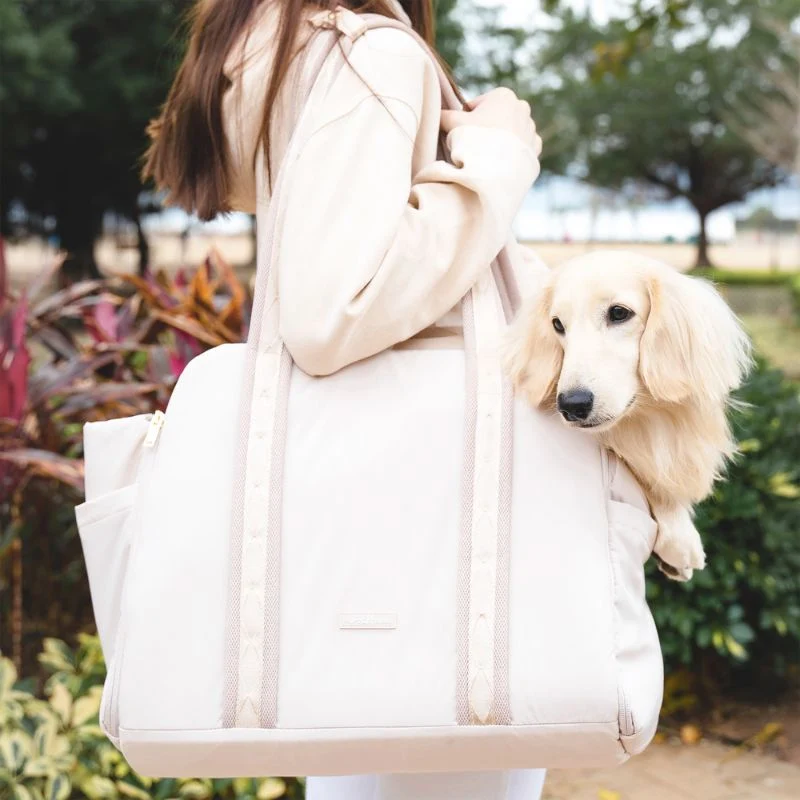 SAC DE TRANSPORT CONVERTIBLE & PLIABLE POUR CHIEN - BEIGE SABLE