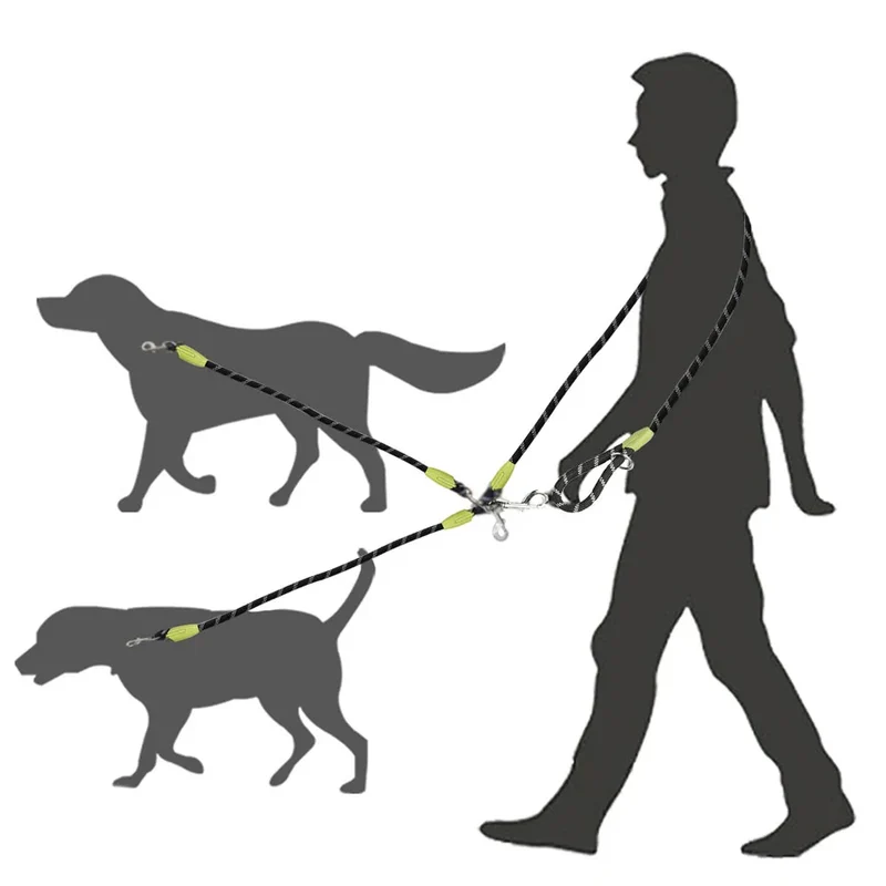 Laisse Double Coupleur Anti-Nœud Gros Chien