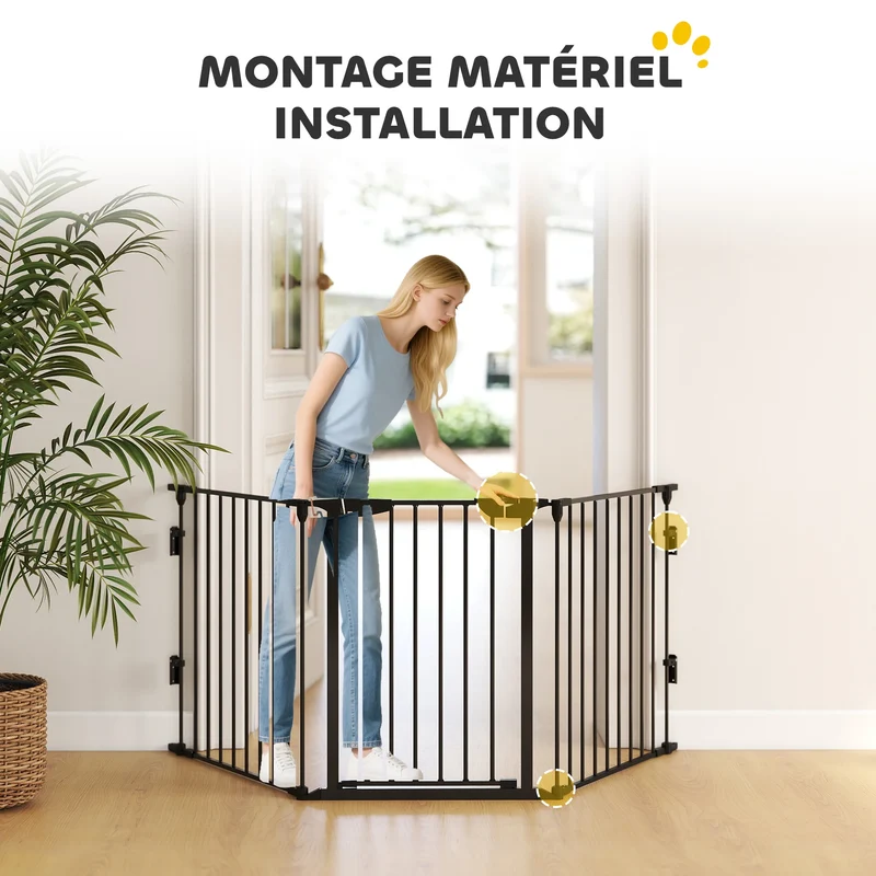 Barrière de Sécurité Modulable PawHut 300 cm pour Chien
