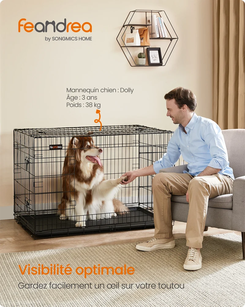 Cage pour Chien Feandrea Pliable 2 Portes 122 cm