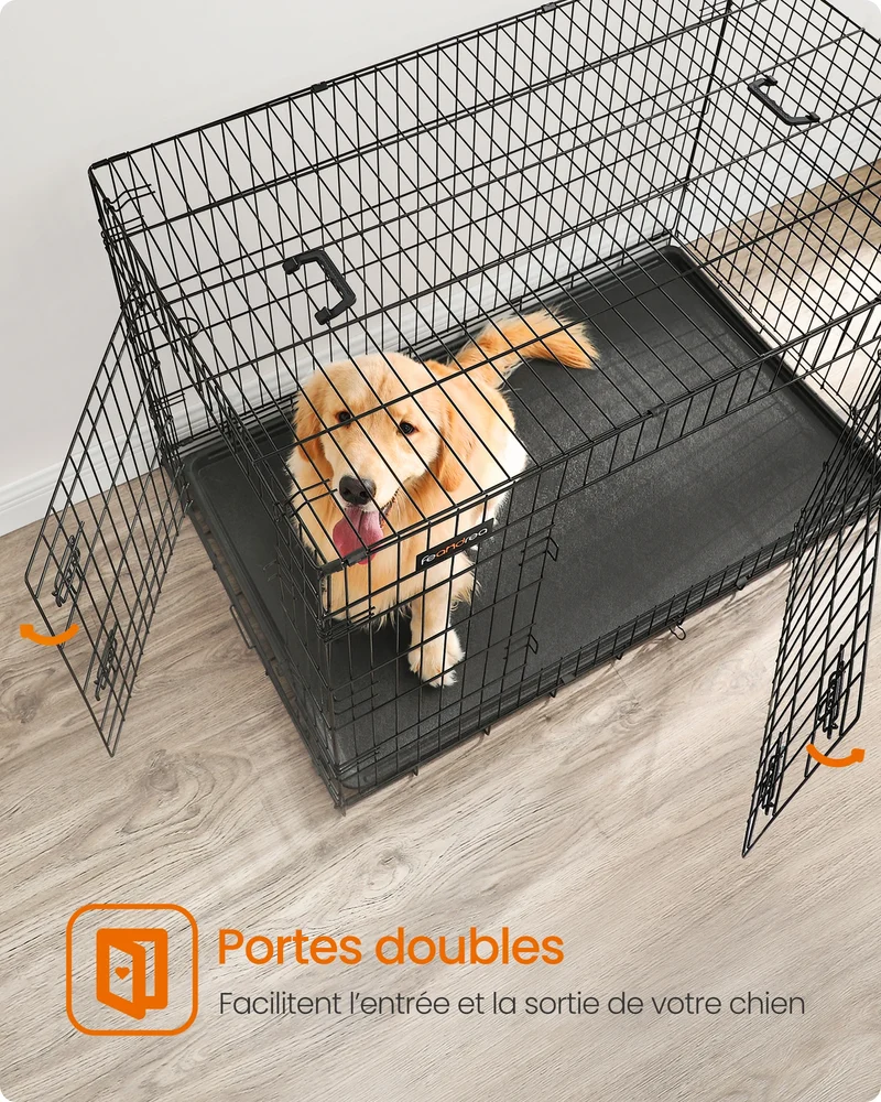 Cage pour Chien Feandrea Pliable 2 Portes 122 cm