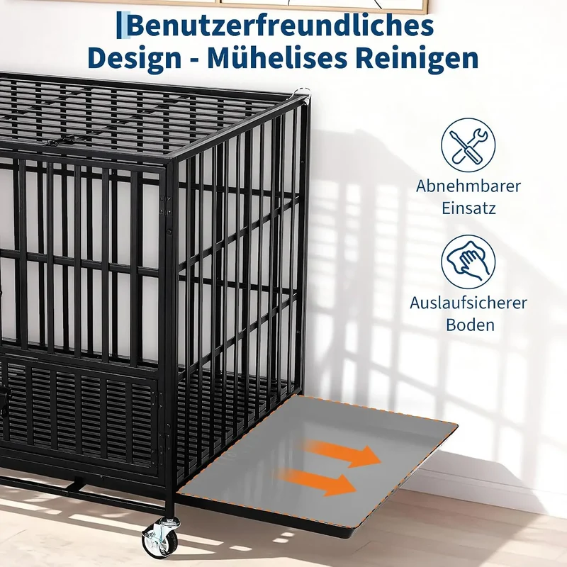 Cage pour Chien Garvee Métal Anti-Évasion 137 cm 3 Portes