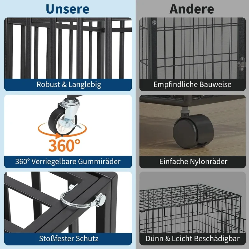 Cage pour Chien Garvee Métal Anti-Évasion 137 cm 3 Portes