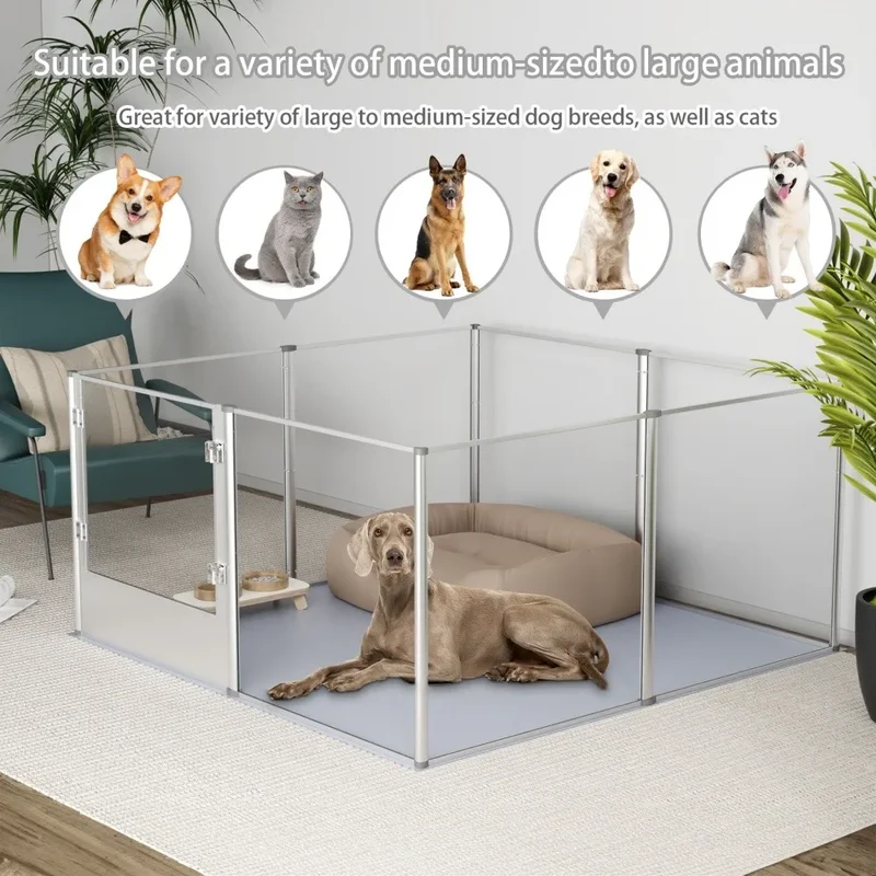 Parc d'Exercice Acrylique Grand Format Chien Cadre Argent