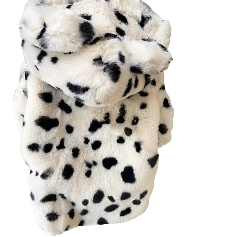 Manteau Sherpa Moucheté à Capuche pour Chien