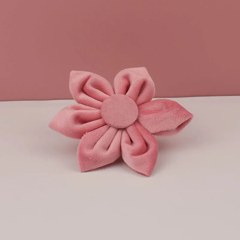 Collier et Laisse Velours Rose Harnais Assorti Chien