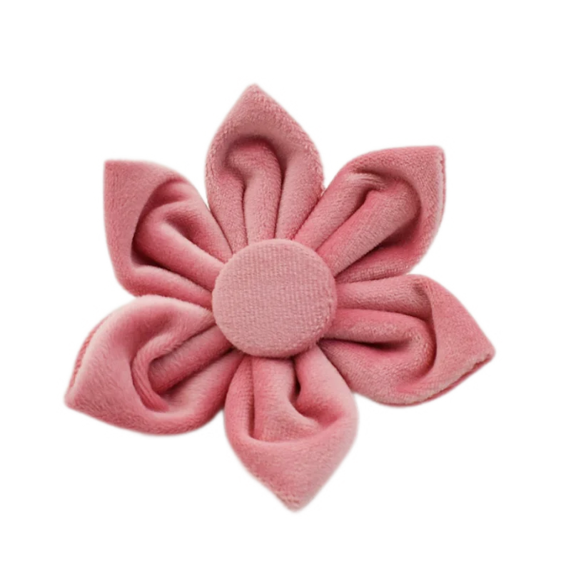 Collier et Laisse Velours Rose Harnais Assorti Chien