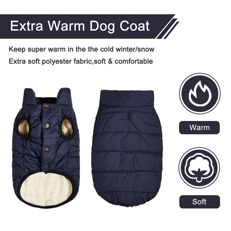 Manteau d'Hiver Matelassé Chien Doublure Sherpa
