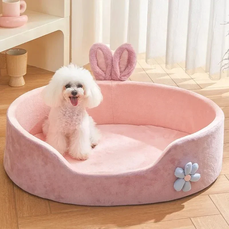 Panier Velours Côtelé Rose Chien Princesse
